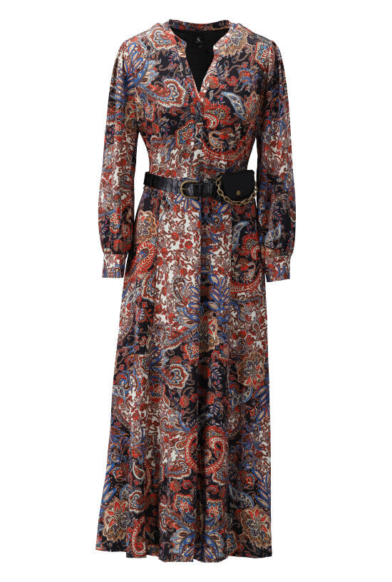 K-design - Maxi dress met paisley print en bijpassende riem met heuptasje (X105) - What Els!
