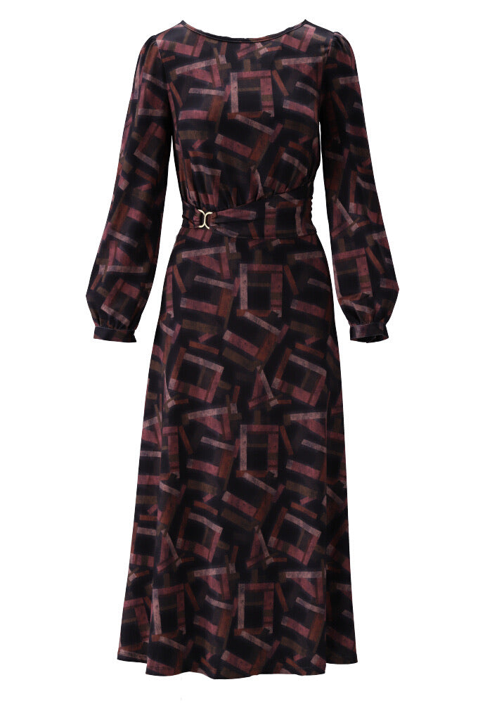 K-design - Maxi dress met print en vaste riem (X303) - What Els!