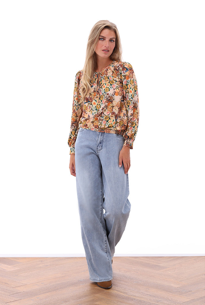 K-design - Top met print en ronde hals