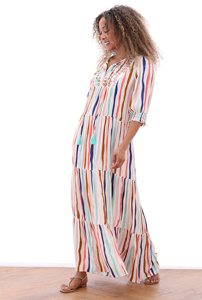 K-design - Maxi jurk met print en volants (C152)