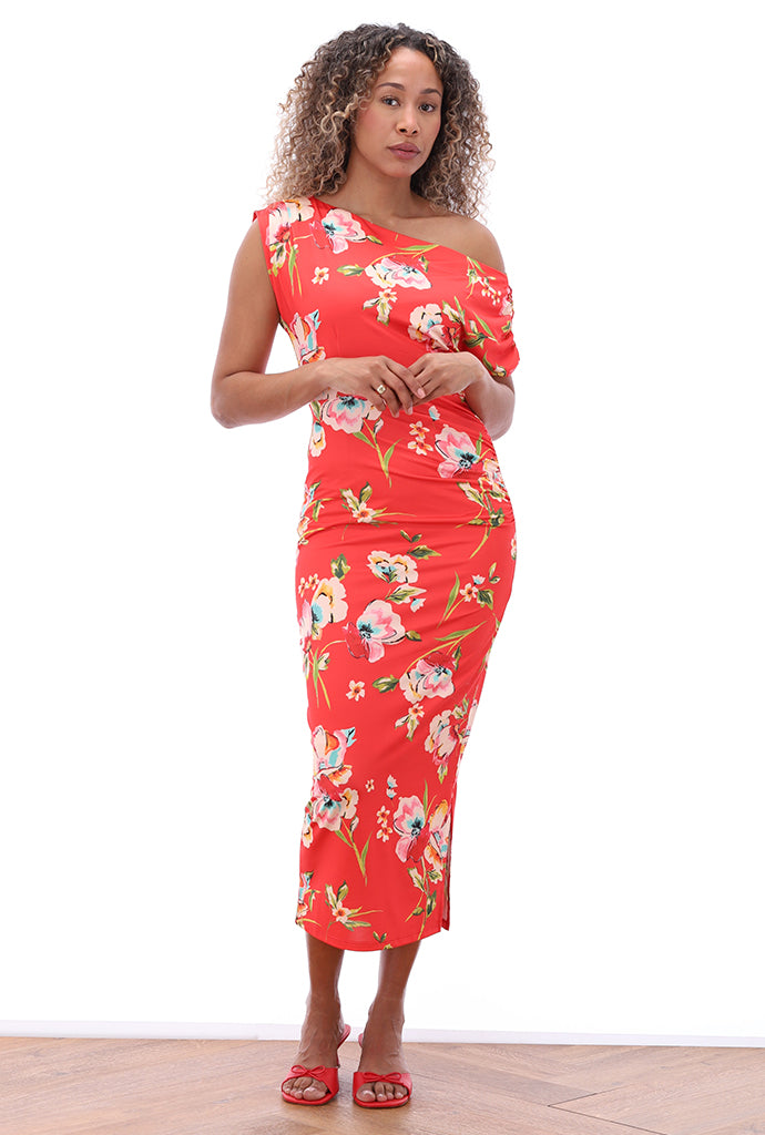K-design - Off shoulder maxi dress met bloemenprint (C200)