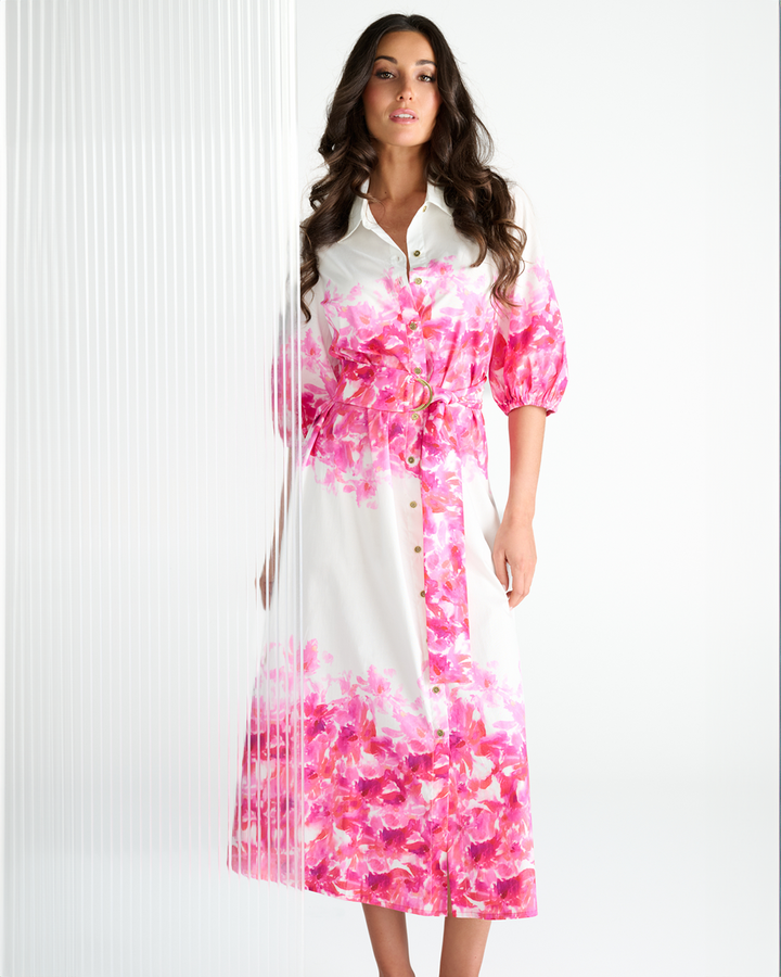 You're my lobster - Maxi jurk met print en stoffen riem (C352L)