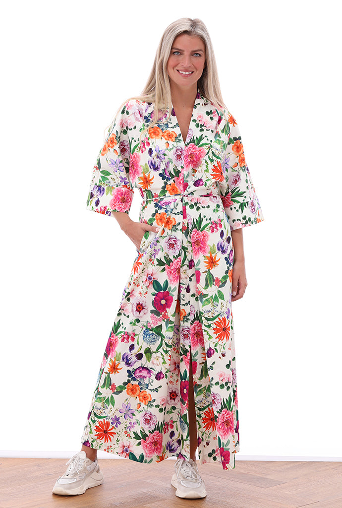 You're my lobster - Maxi jurk met print en striklint (C364L)