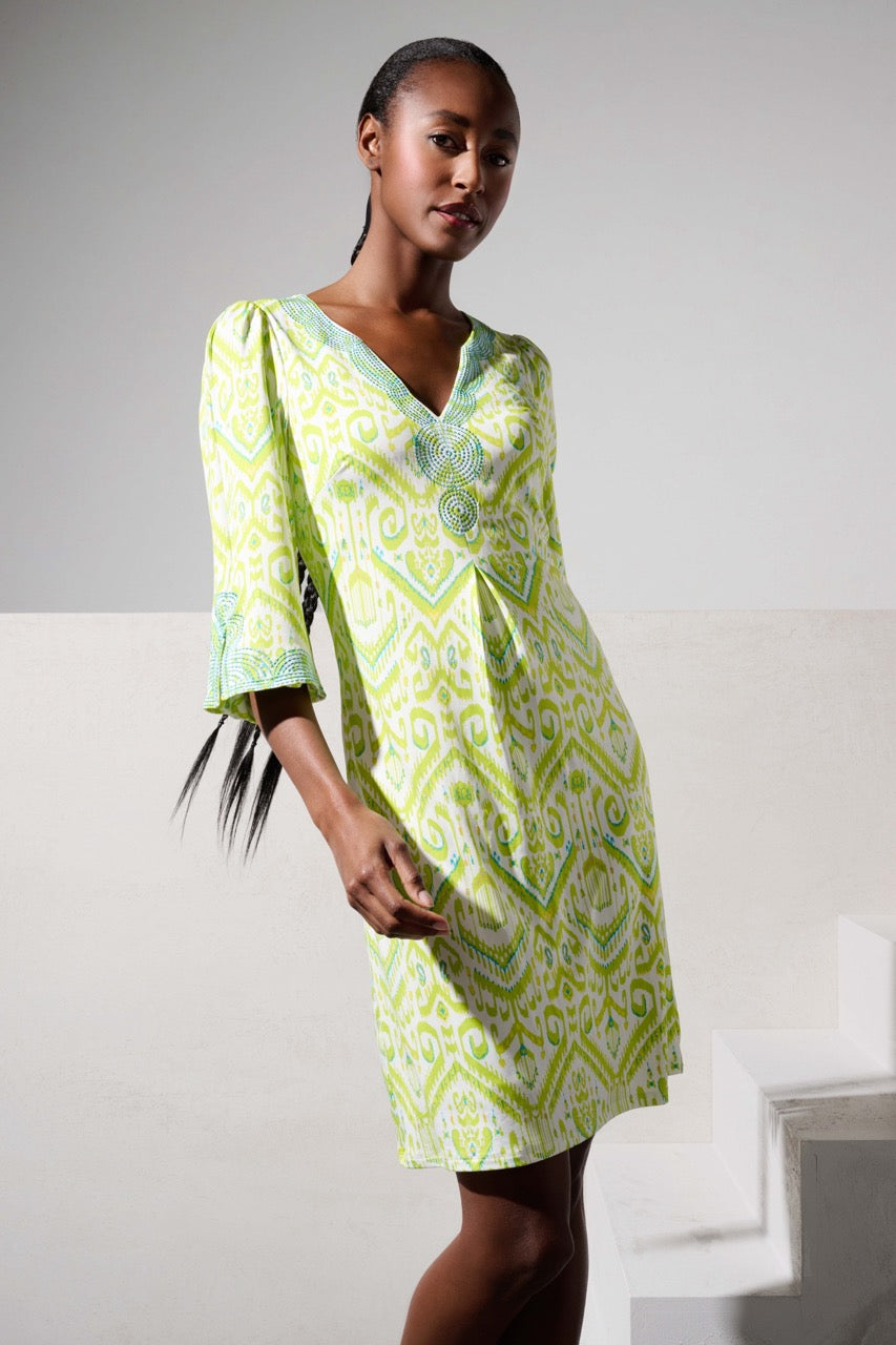K-design - Mini dress met print en borduursel (Y366) - What Els!