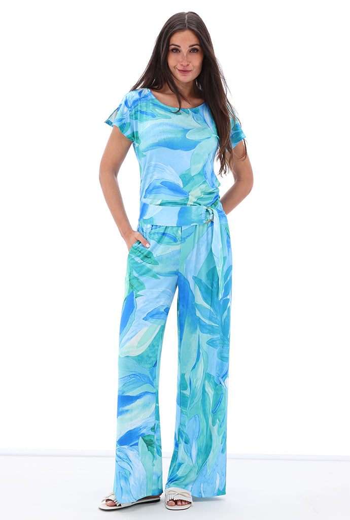 K-design - Jumpsuit met print en stoffen riem (C308)