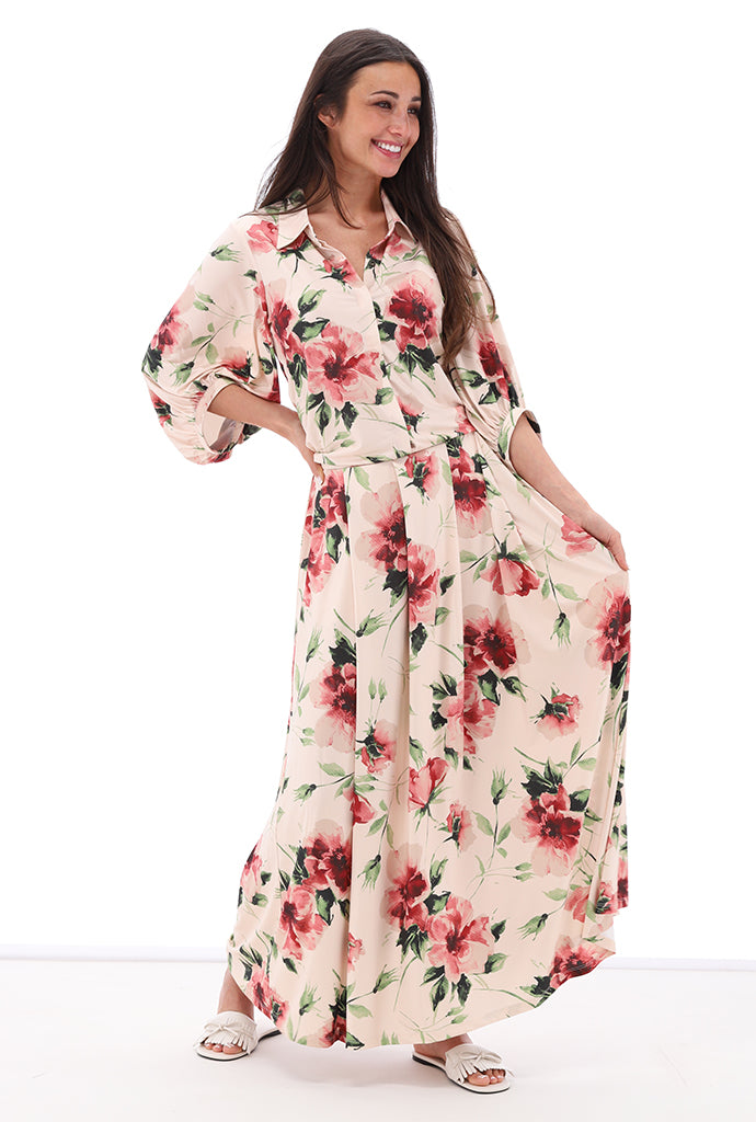 K-design - Lange rok met bloemenprint (C211)