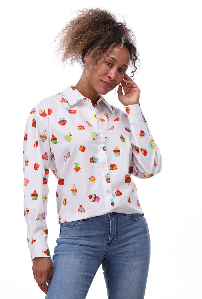 You're my lobster - Oversized blouse met cupcakes (C952L)