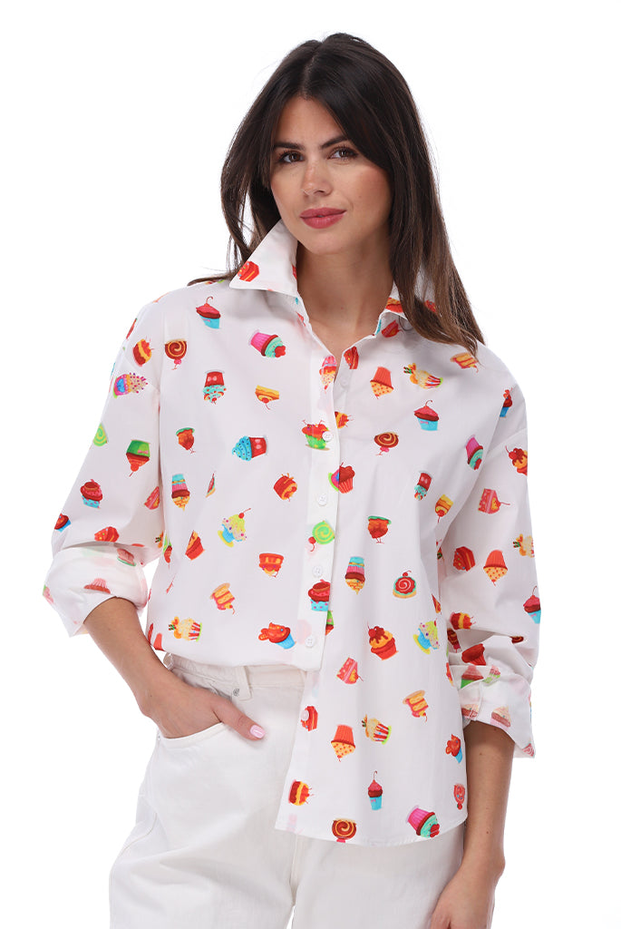 You're my lobster - Oversized blouse met cupcakes (C952L)