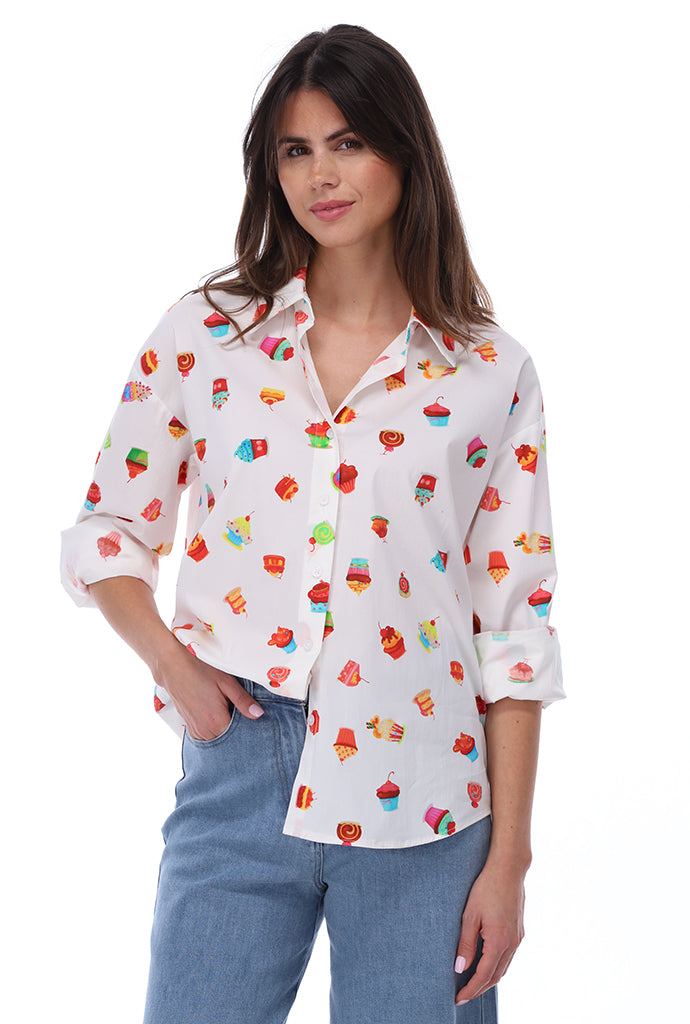 You're my lobster - Oversized blouse met cupcakes (C952L)
