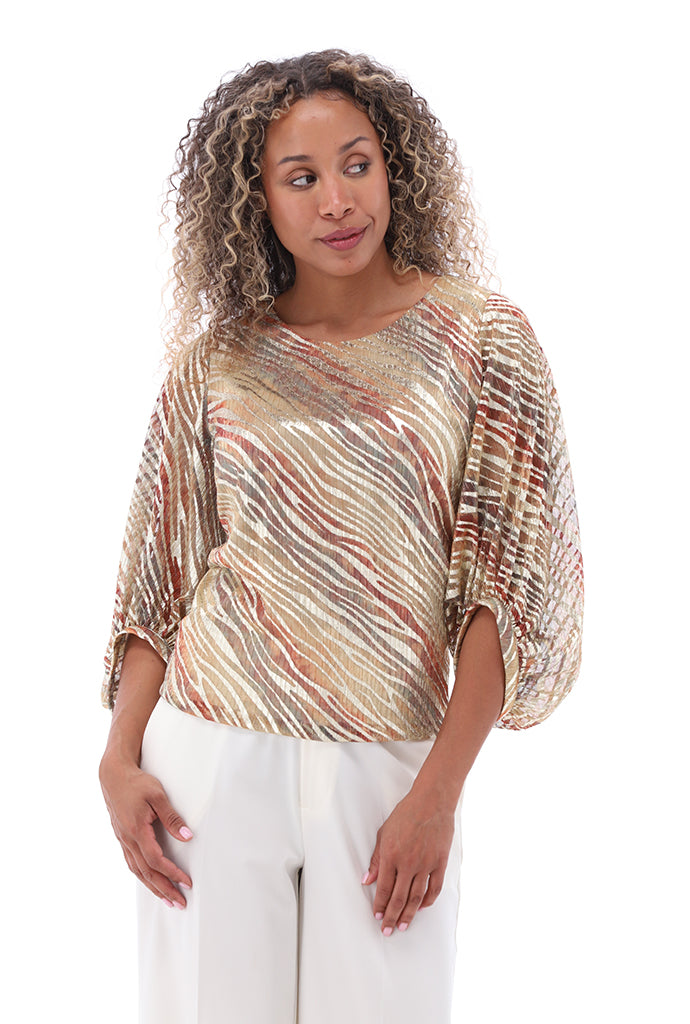 K-design - Top met lurex en pofmouwen (C251)