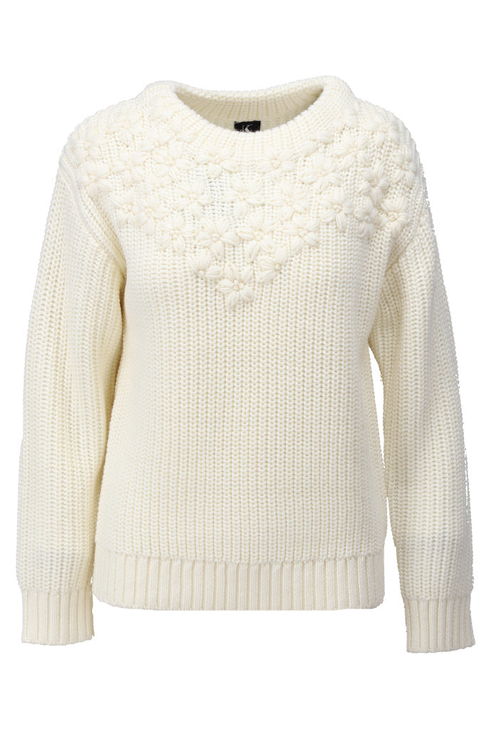 K-Design Pull met borduursel - Ecru - Ecru