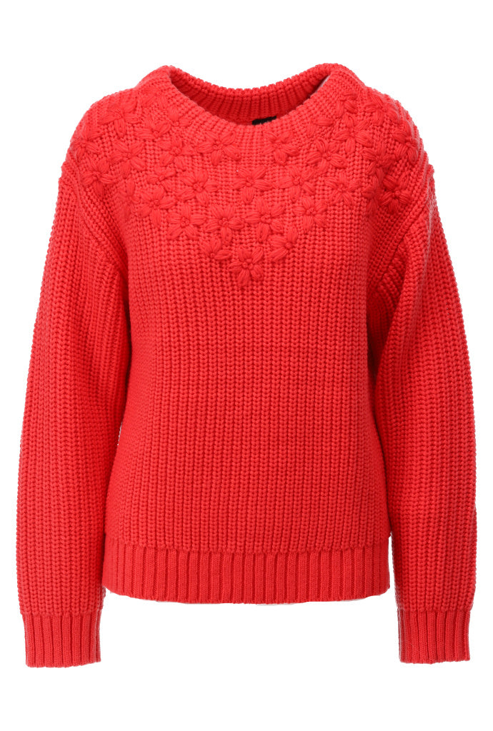 K-Design Pull met borduursel - Tomato - Tomato