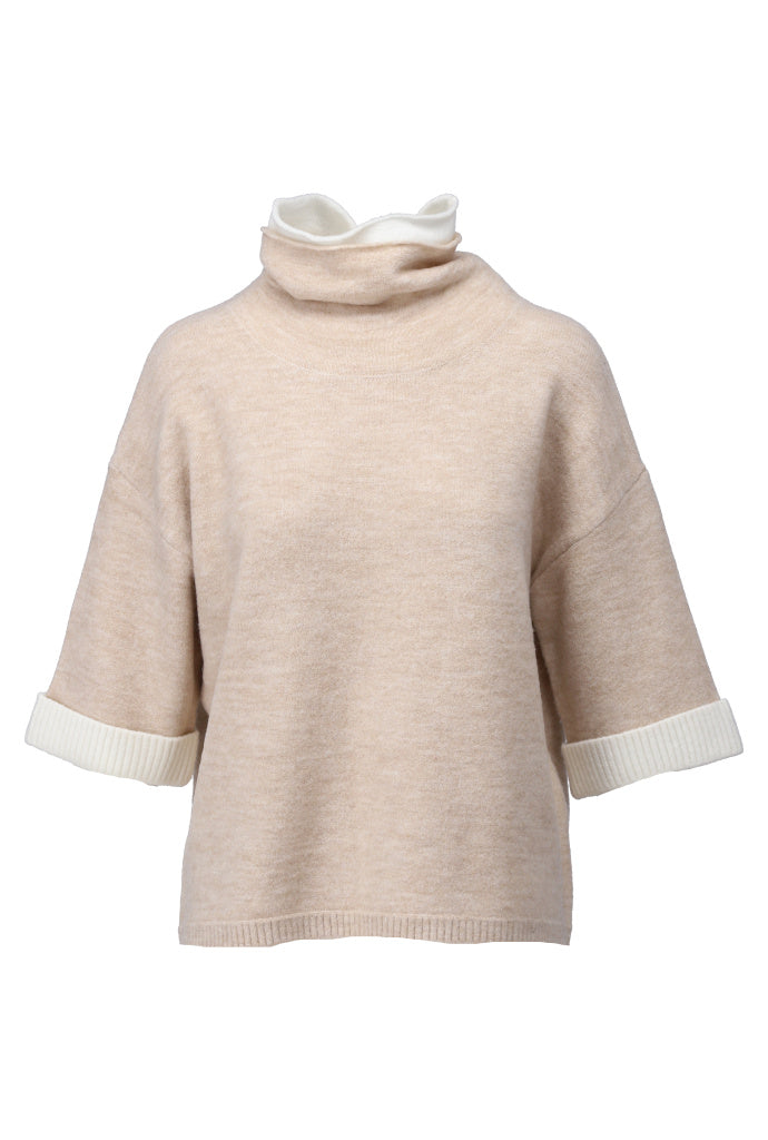 K-Design Pull met dubbele rolkraag - Sand - Sand