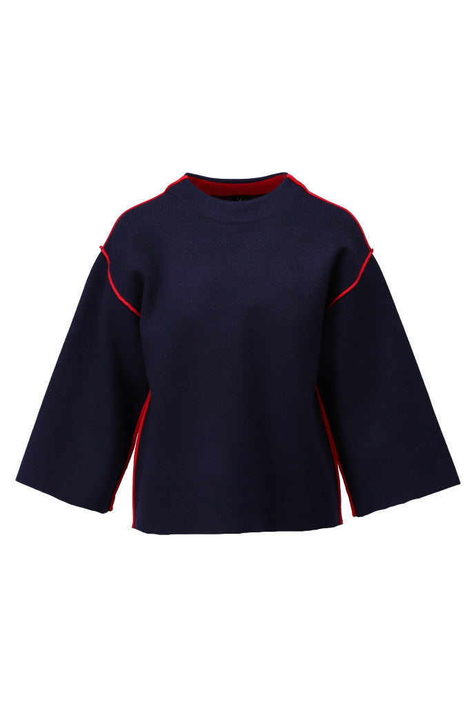 K-Design Pull met bies in contrast - B859 - Navy - Navy