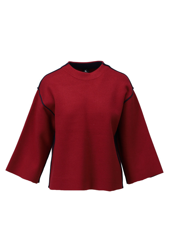 K-Design Pull met bies in contrast - B859 - Burgundy - Burgundy