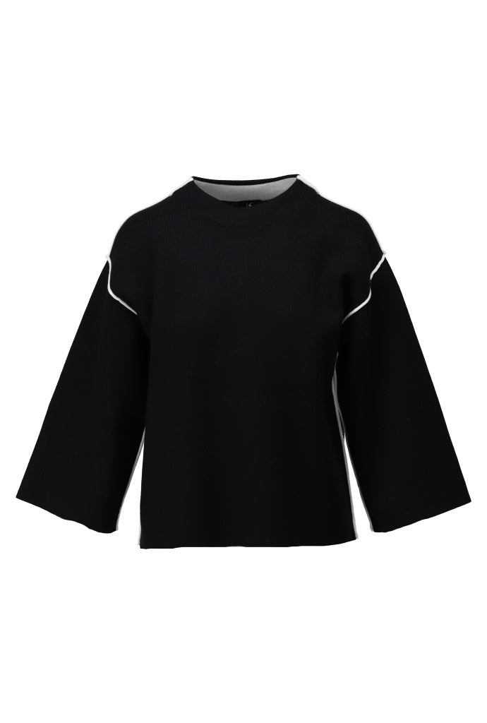 K-Design Pull met bies in contrast - B859 - Black - Black