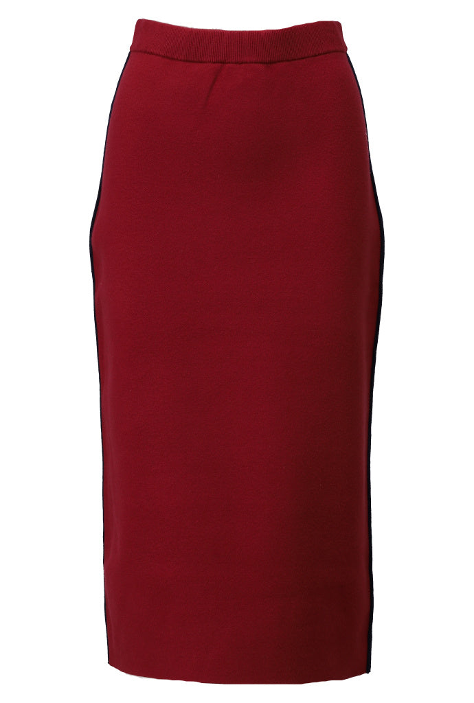 K-Design Rok met contrast bies - B860 - Burgundy - Burgundy