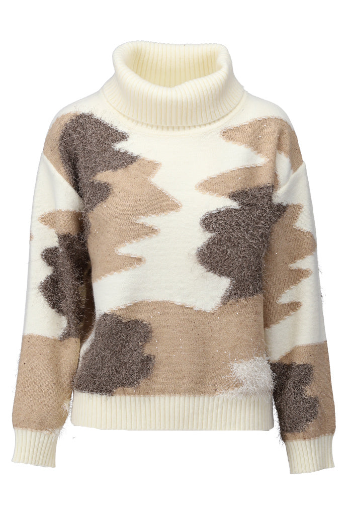 K-Design Pull met rolkraag - B862 - Ecru - Ecru