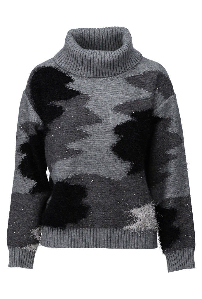 K-Design Pull met rolkraag - B862 - Grey Melange - Grey Melange