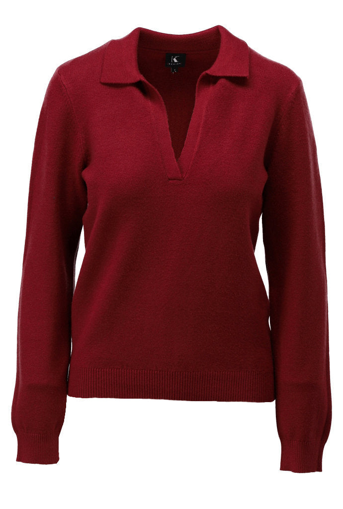K-Design Pull met polokraag - B864 - Burgundy - Burgundy