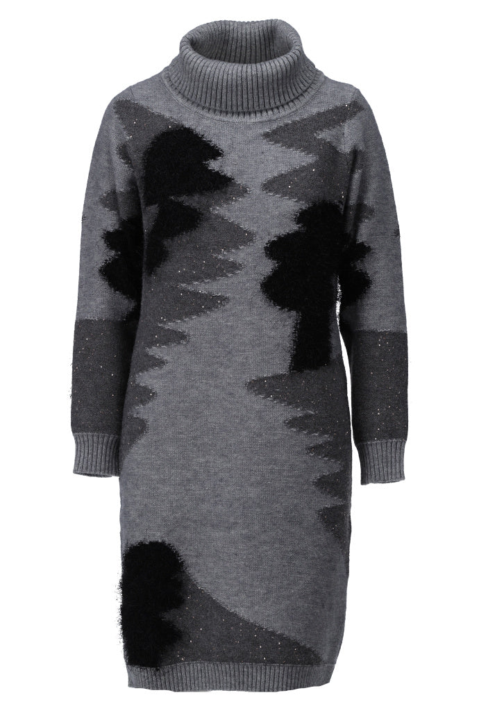 K-Design Jurk met rolkraag - B863 - Grey Melange - Grey Melange