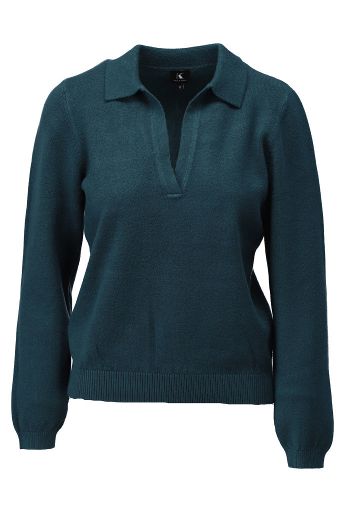 K-Design Pull met polokraag - B864 - Deep teal - Deep teal