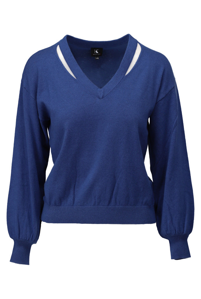 K-Design Pull met speciale V hals - B866 - Sargasso sea - Sargasso sea