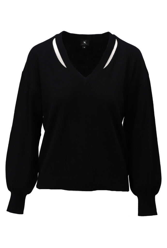 K-Design Pull met speciale V hals - B866 - Black - Black