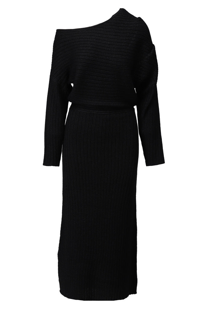 K-Design Maxi lurex jurk - B867 - Black - Black