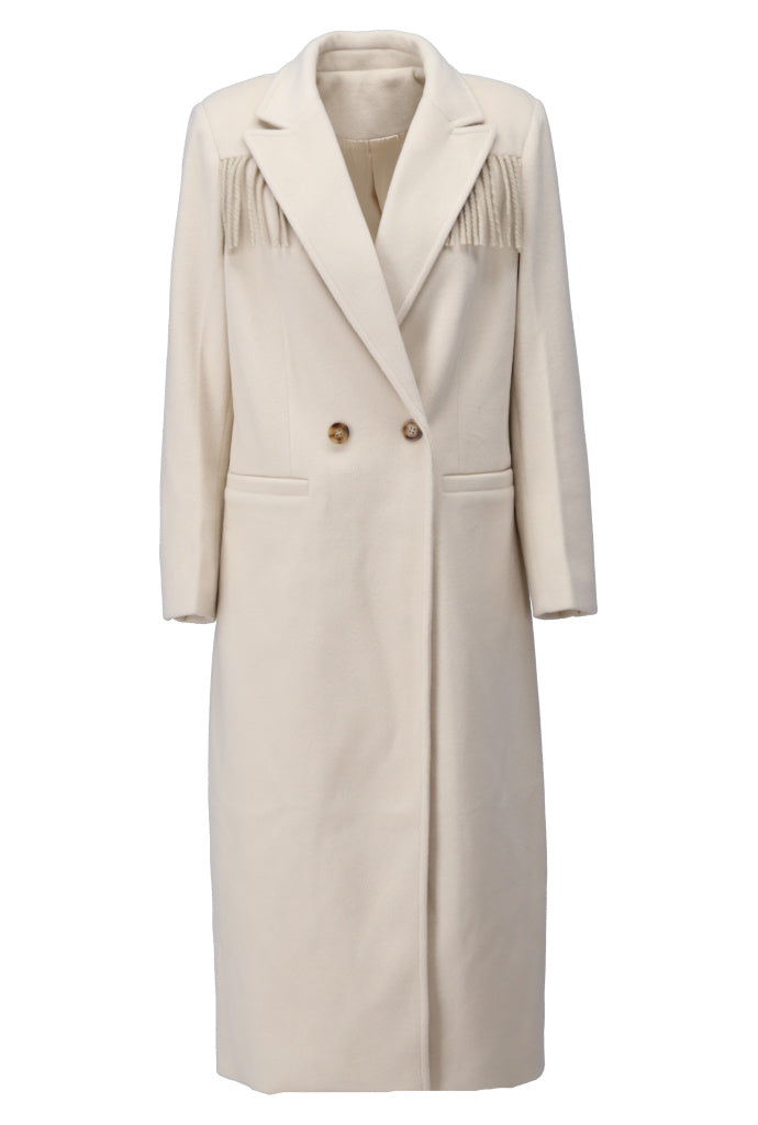 K-Design Mantel met franjes - B901 - Cream - Cream