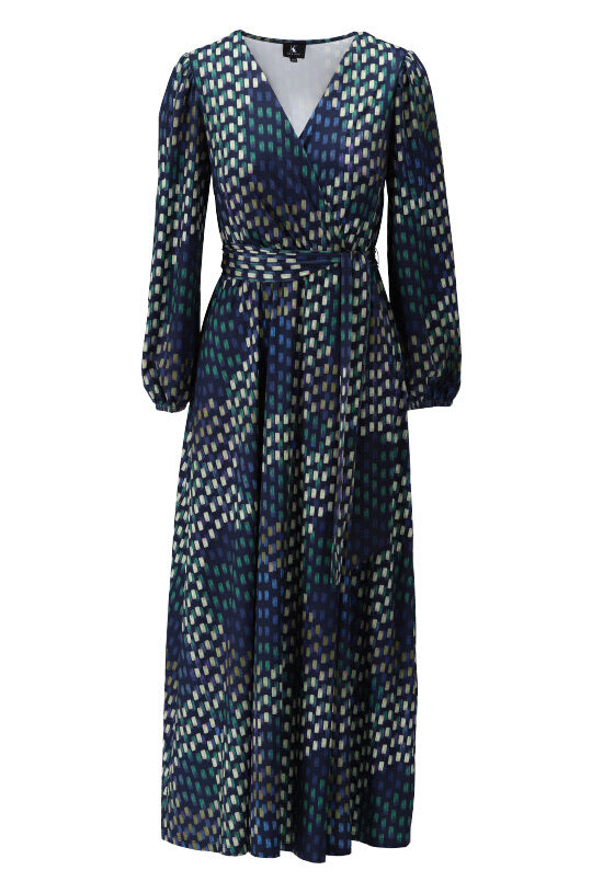 K-design - Maxi dress crossover met print en pofmouwen (X365) - What Els!