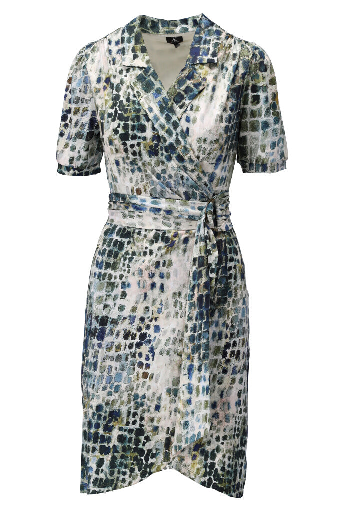 K-design - Crossover mini dress in blazerstyle met reptielenprint (Y102) - What Els!