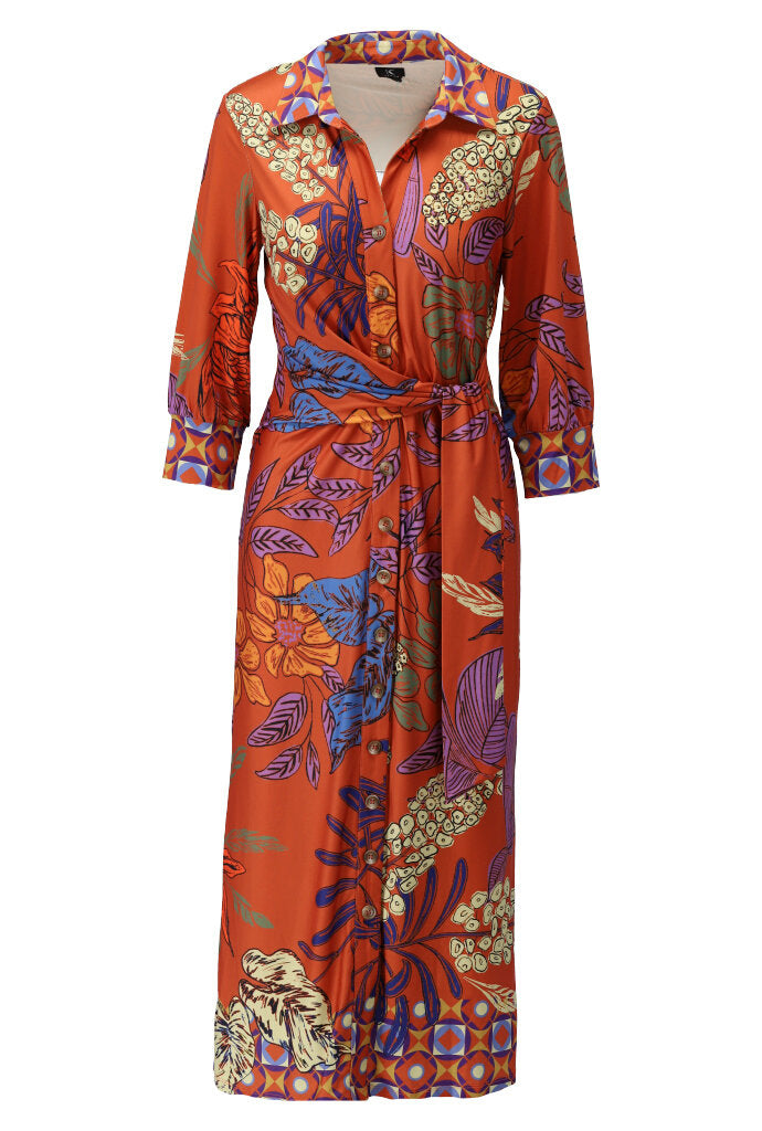 K-design - Maxi dress met print en vaste riem (Y106) - What Els!