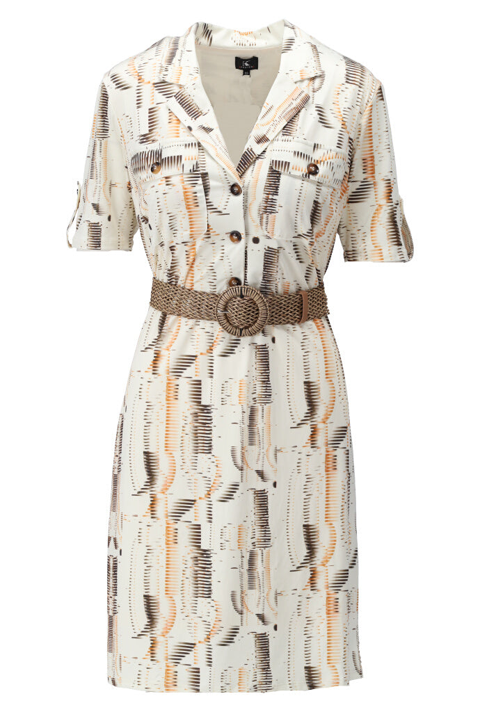 K-design - Mini dress in safaristyle met bijpassende riem (Y148) - What Els!