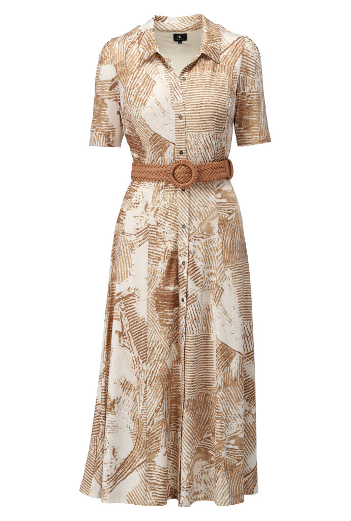 K-design - Maxi dress met print en gevlochten riem (Y203) - What Els!
