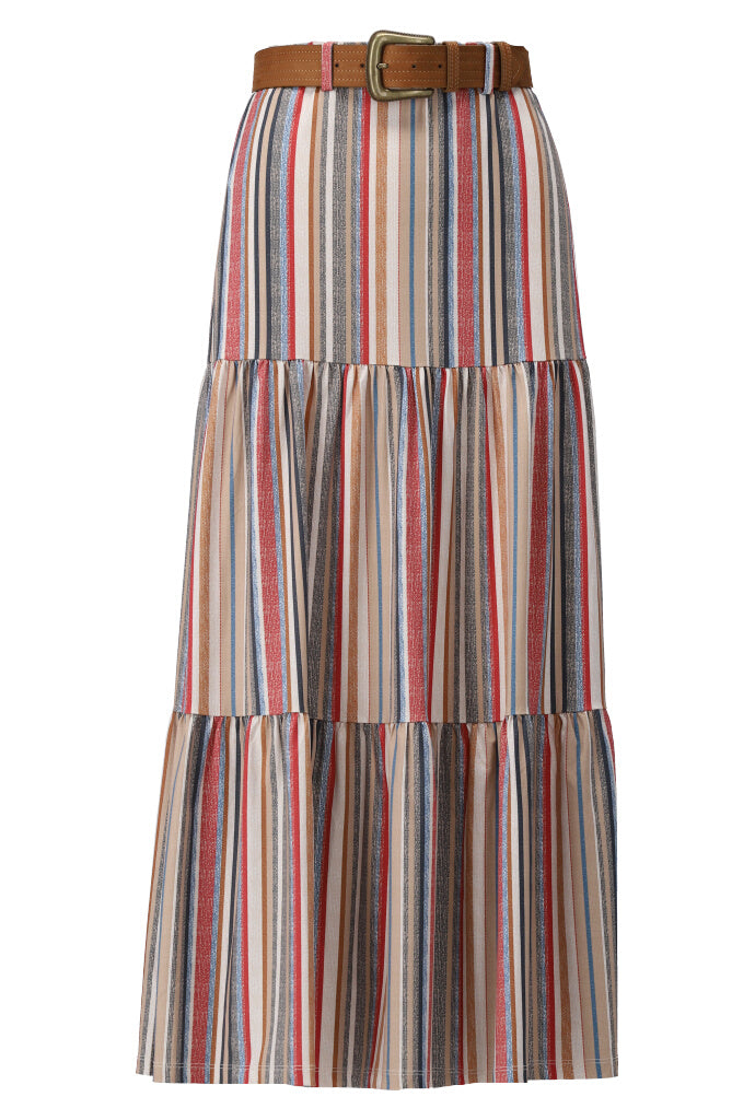 K-design - Gestreepte rok met bijpassende riem (Y206) | What Els!