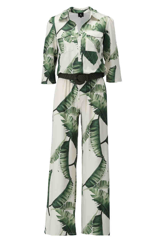 K-design - Jumpsuit met print, zakjes en bijpassende riem (Y350) - What Els!