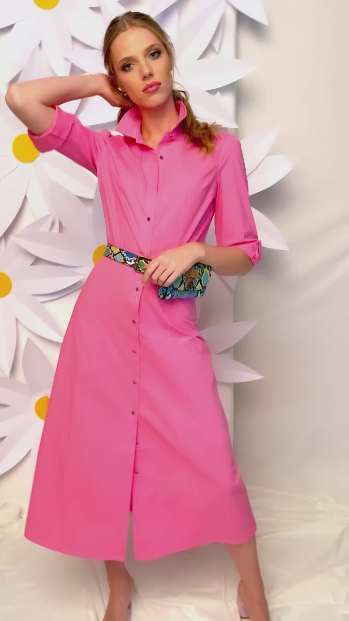 K-Design - Robe longue avec boutons et passants avec poches (W458)