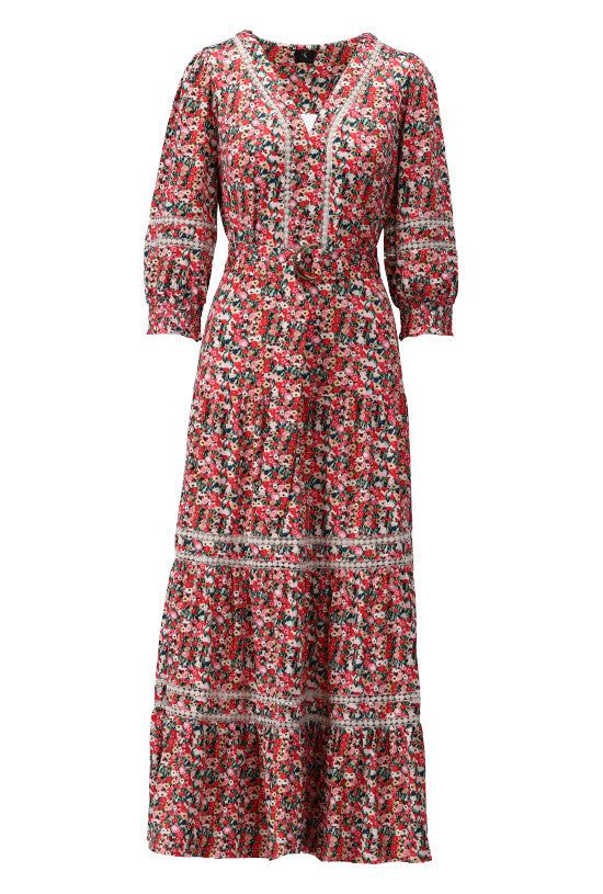 K-Design K-Design - Maxi dress met bloemenprint en gehaakte inserts (W145) - What Els!