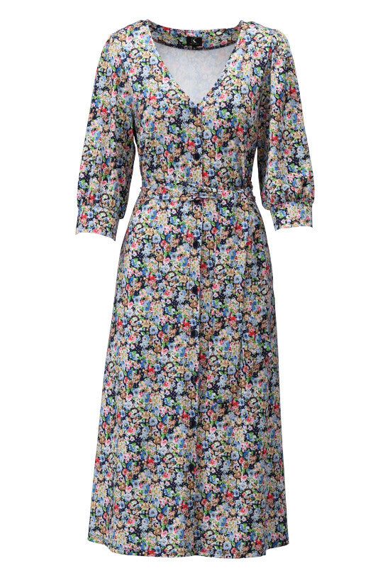 K-Design K-Design - Midi dress met bloemenprint, knopen en stoffen riem (W222) - What Els!