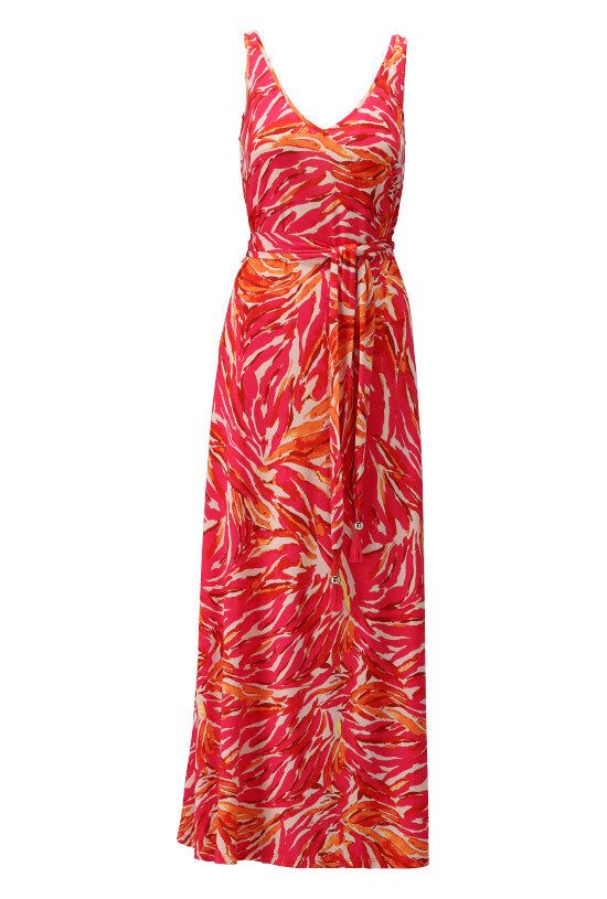 K-Design K-Design - Maxi dress met tropische bloemenprint en stoffen riem met kwastjes (W350) - What Els!