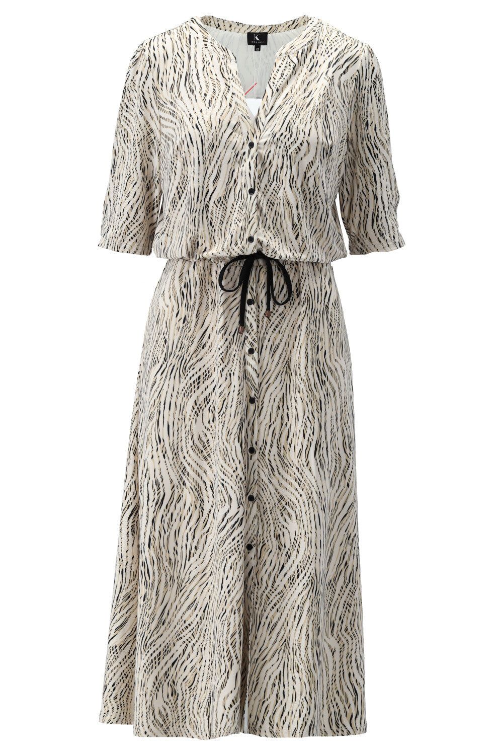 K-Design K-Design - Midi dress met safariprint en knoopjes (U200) - What Els!